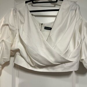 PrettyLittleThing Cream Wrap Blouse